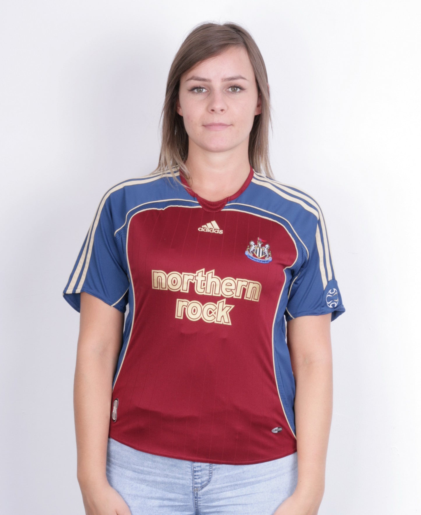 Adidas Womens M Shirt Newcastle United Short Sleeve Maroon Northern Rock Football - RetrospectClothes
