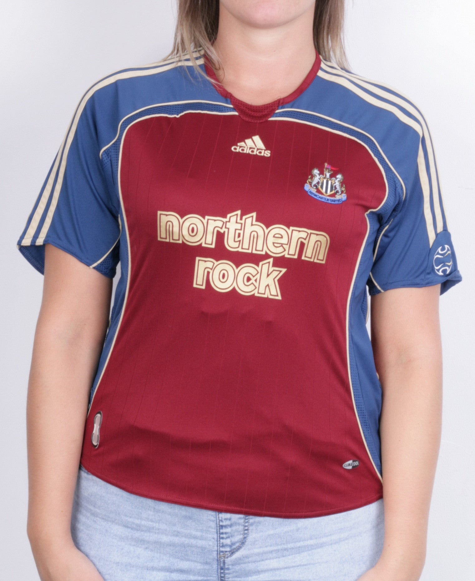 Adidas Womens M Shirt Newcastle United Short Sleeve Maroon Northern Rock Football - RetrospectClothes