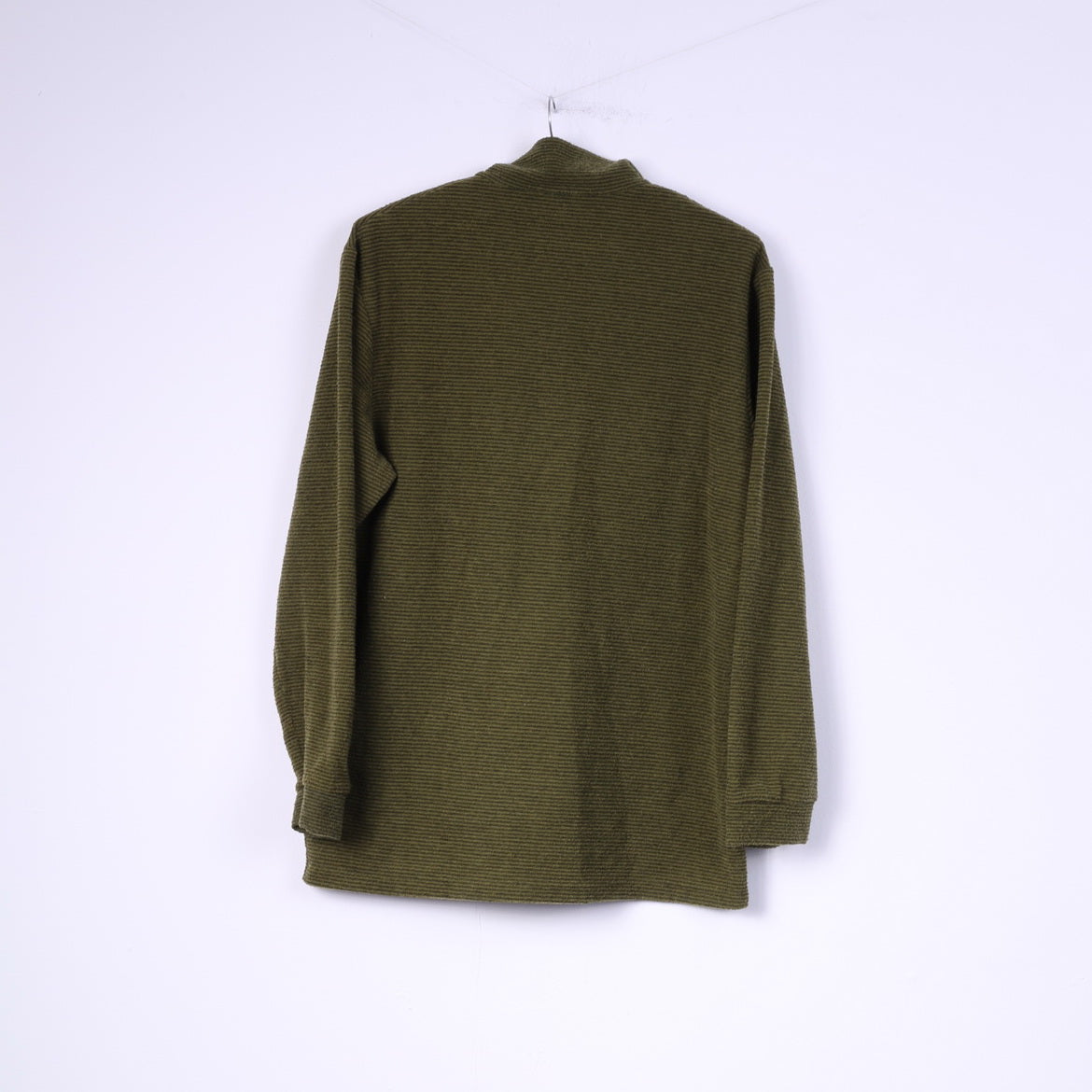Four Seasons Womens L Fleece Top Green Zip Neck Sweatshirt Casual Top