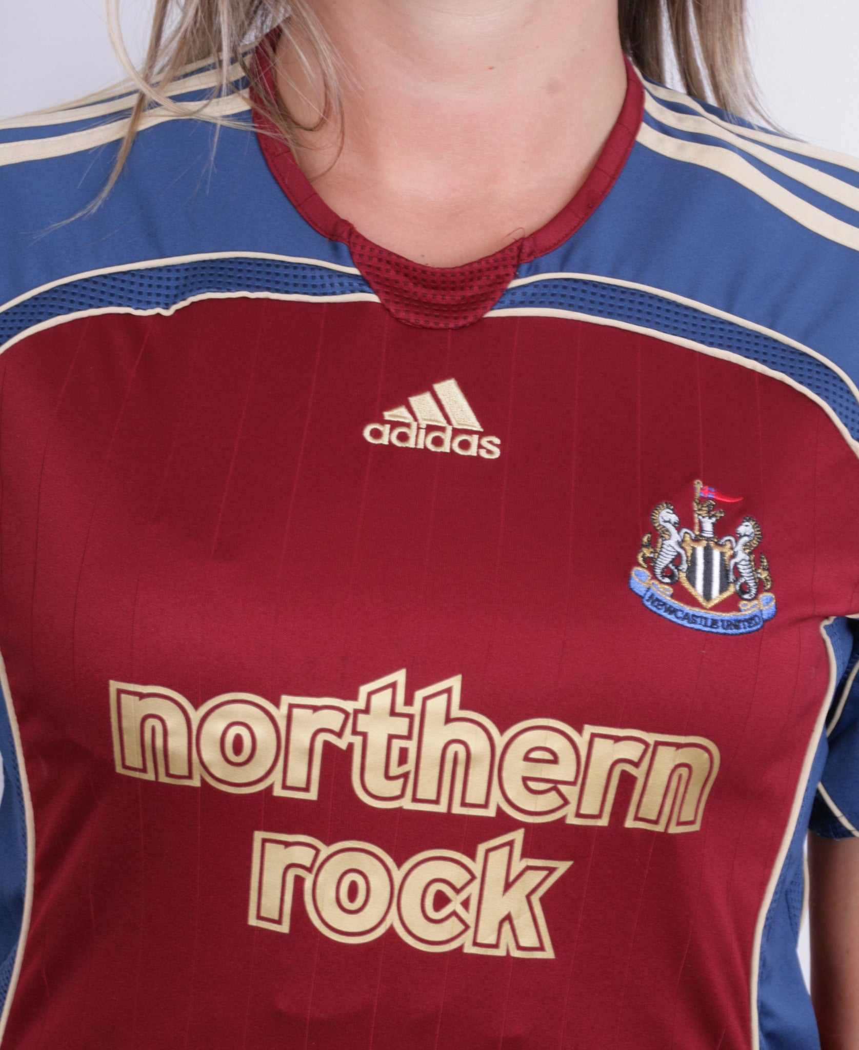 Adidas Womens M Shirt Newcastle United Short Sleeve Maroon Northern Rock Football - RetrospectClothes