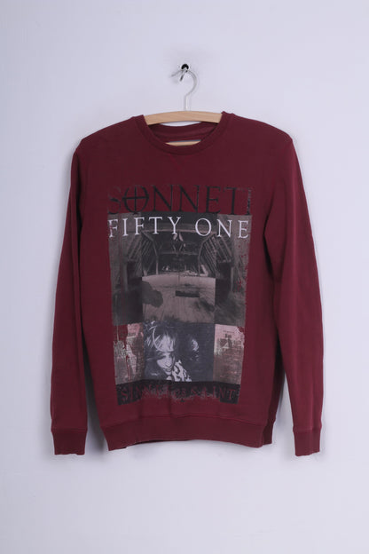 Sonneti Femme L Sweatshirt Pull Coton Marron Graphique Pull Col Rond Fifty One 
