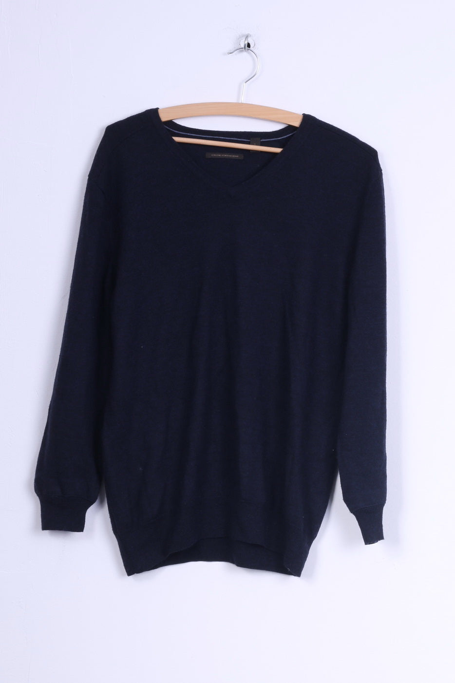 CR Clothing Australia Mens S Jumper Navy Wool Merino V Neck Lightweight Sweater