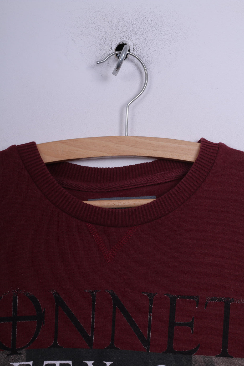 Sonneti Womens L Sweatshirt Jumper Cotton Maroon Graphic Jumper Crew Neck Fifty One