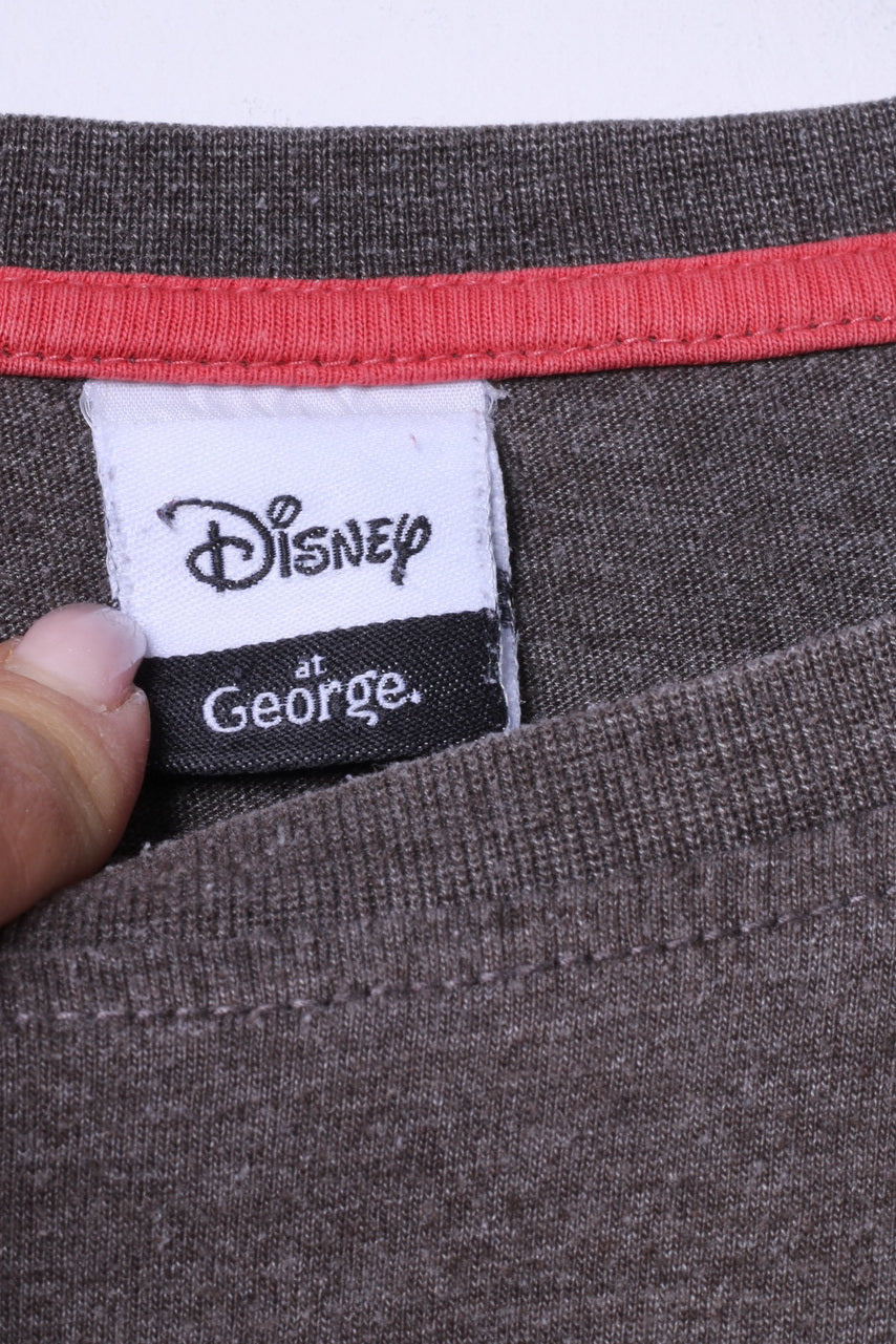 Disney At George T-shirt XL da uomo in cotone marrone con grafica in stile animale