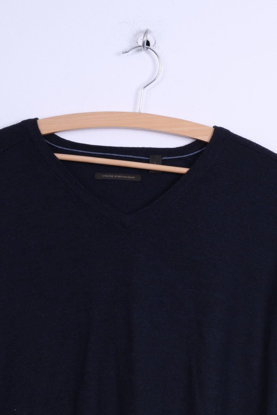 CR Clothing Australia Mens S Jumper Navy Wool Merino V Neck Lightweight Sweater