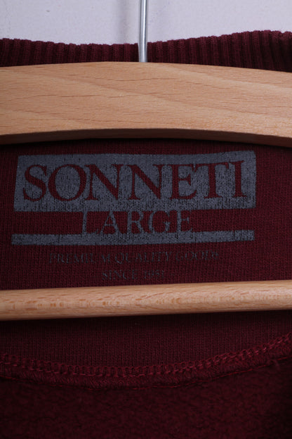 Sonneti Femme L Sweatshirt Pull Coton Marron Graphique Pull Col Rond Fifty One 
