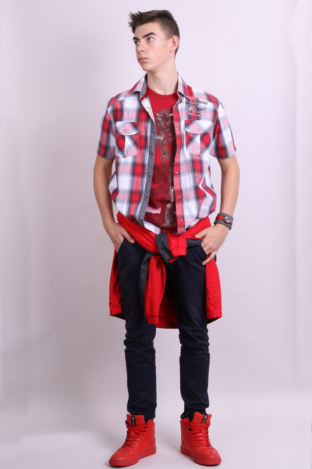 Tom Tompson Mens S Casual Shirt Check Motocross Cotton - RetrospectClothes