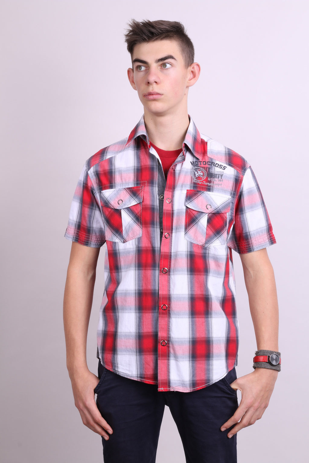 Tom Tompson Mens S Casual Shirt Check Motocross Cotton - RetrospectClothes