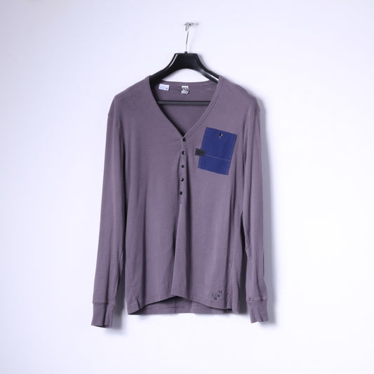 Camicia a maniche lunghe G-Star Raw da uomo XL in cotone elasticizzato grigio Radar Granddad Top