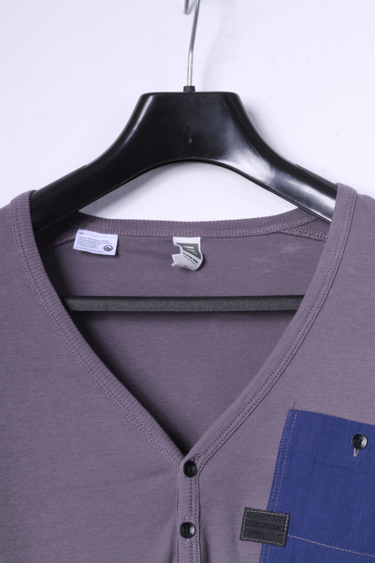 G-Star Raw Mens XL Long Sleeved Shirt Grey Stretch Cotton Radar Granddad Top