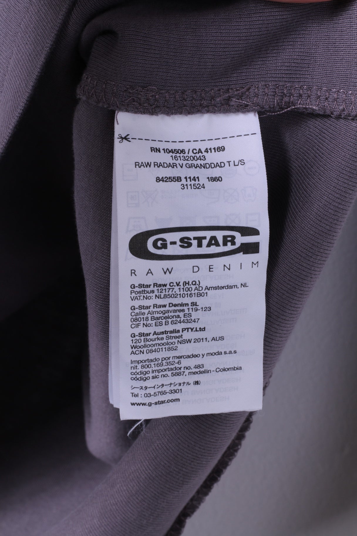 G-Star Raw Mens XL Long Sleeved Shirt Grey Stretch Cotton Radar Granddad Top