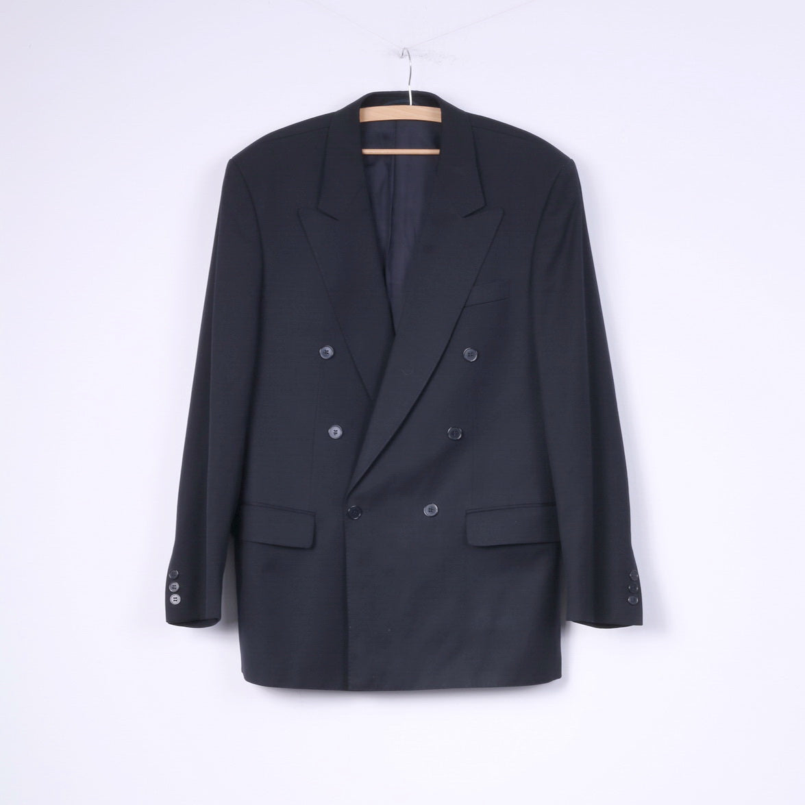 Roy Robson Giacca doppiopetto nera da uomo 42 M Blazer in misto lana 