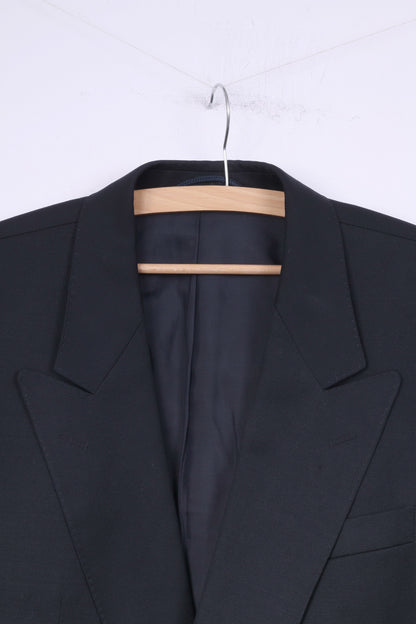 Roy Robson Mens 42 M Blazer Wool Blend Black Double Breasted Jacket