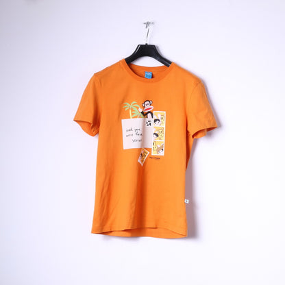 Paul Frank garçons XL 14 âge T-Shirt Orange graphique carte de vacances haut drôle