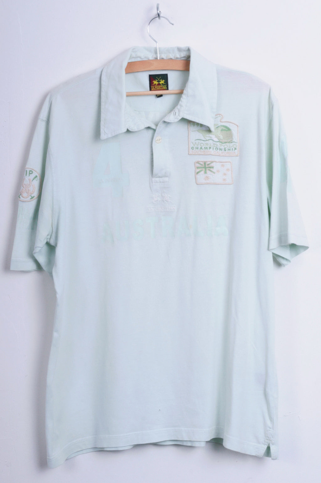 La Martina Mens 2XL Polo Shirt Australia Mint Cotton Top - RetrospectClothes