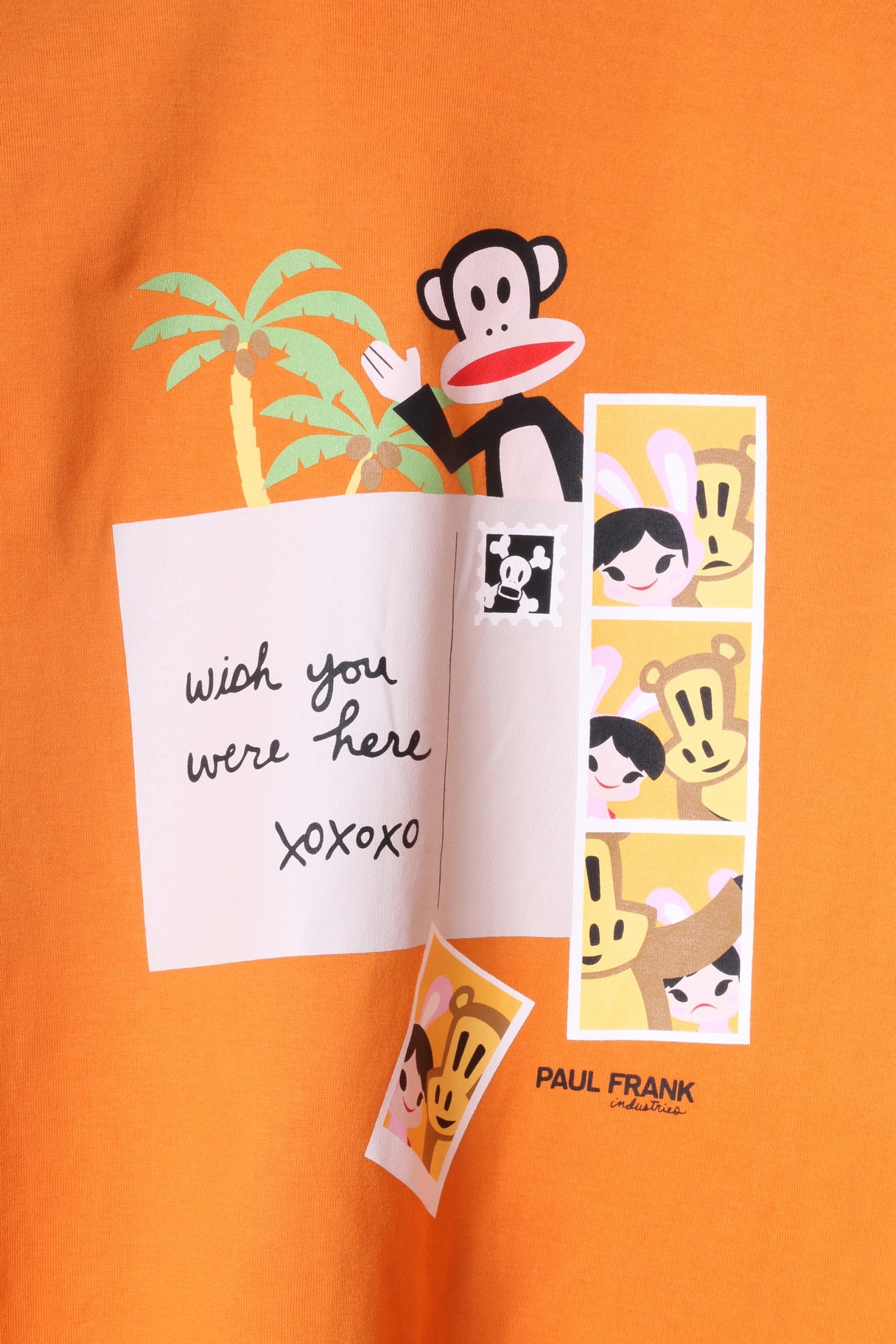 Paul Frank Boys XL 14 Age T-Shirt Orange Graphic Holiday Card Funny Top