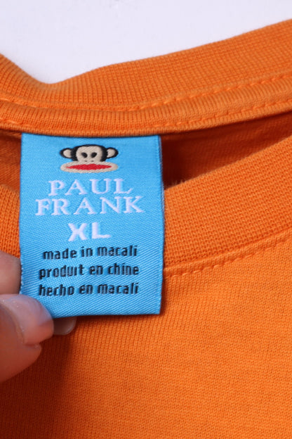 Paul Frank garçons XL 14 âge T-Shirt Orange graphique carte de vacances haut drôle