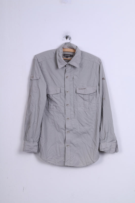 CRAGHOPPERS Mens S Casual Shirt Top Beige Detailed Buttons