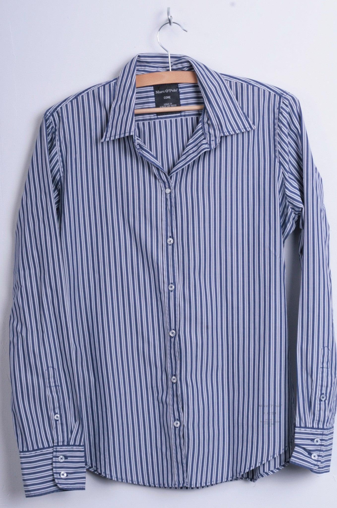 Marc O'Polo Womens 40 L Casual Shirt Striped Cold Blue Unique Cotton - RetrospectClothes
