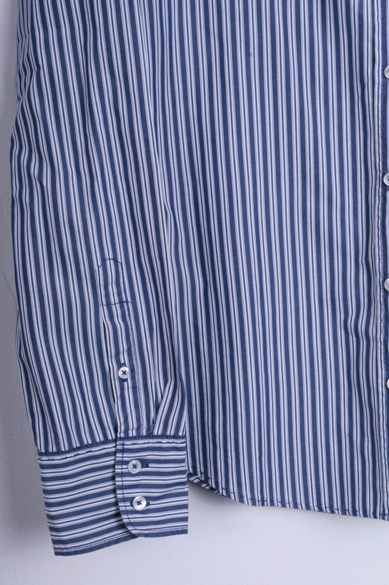 Marc O'Polo Womens 40 L Casual Shirt Striped Cold Blue Unique Cotton - RetrospectClothes