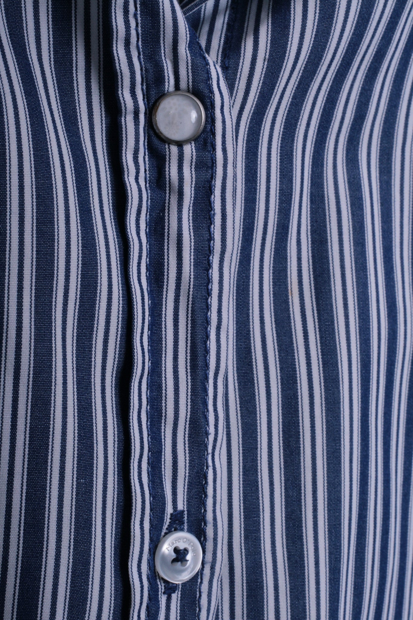 Marc O'Polo Womens 40 L Casual Shirt Striped Cold Blue Unique Cotton - RetrospectClothes