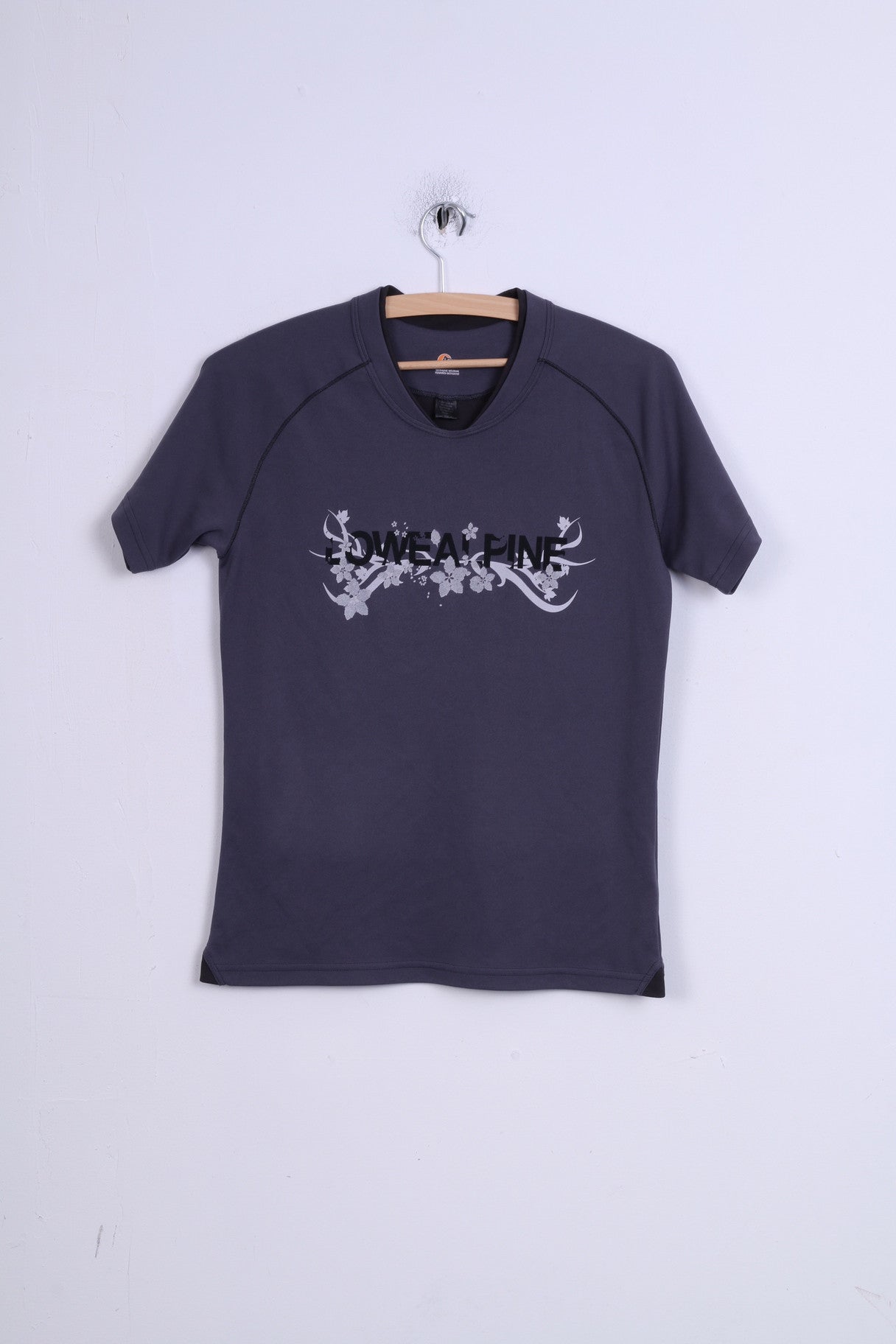 Maglietta Lowe Alpine da donna M, grigia, per esterni, con grafica, scollo a V