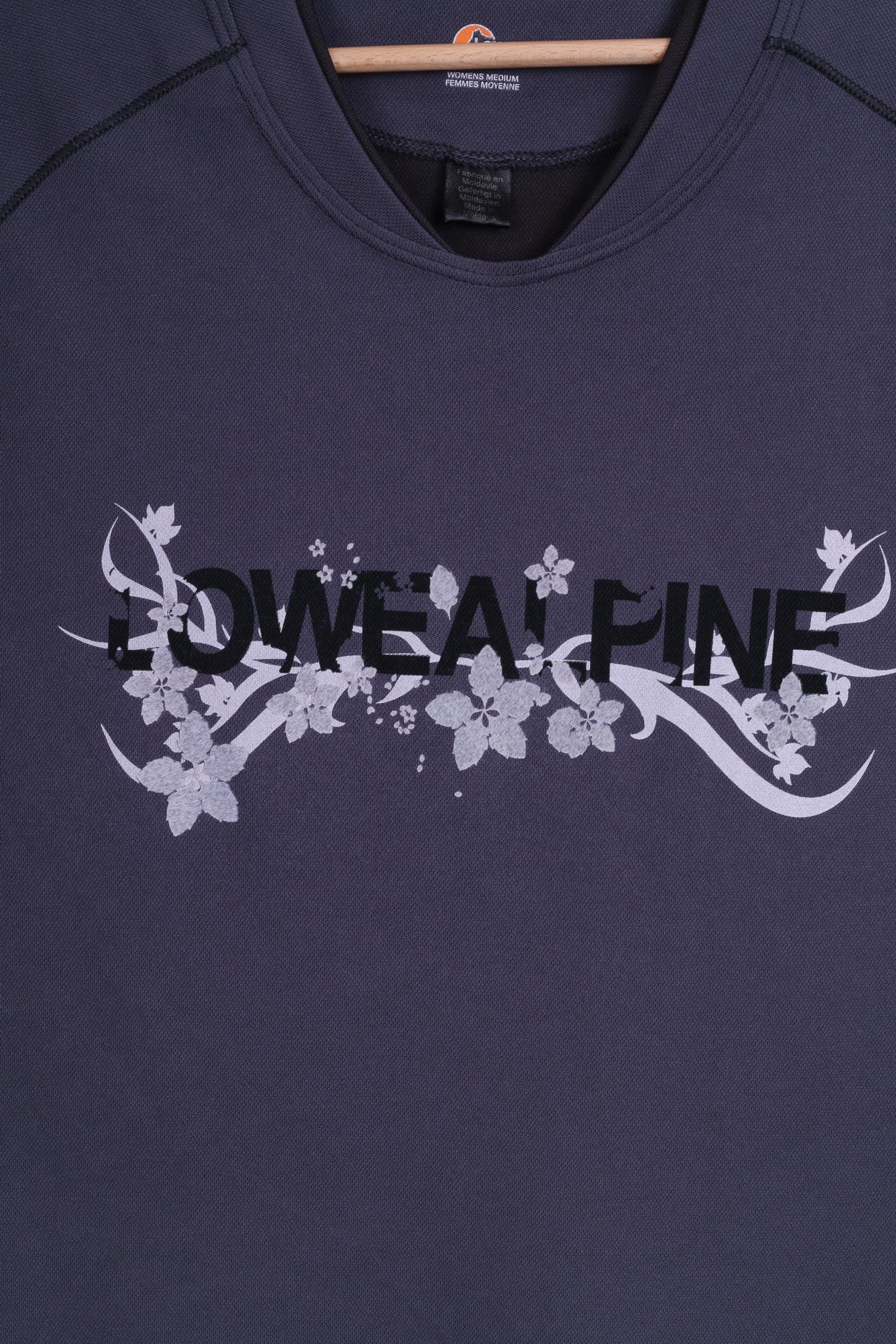 Maglietta Lowe Alpine da donna M, grigia, per esterni, con grafica, scollo a V