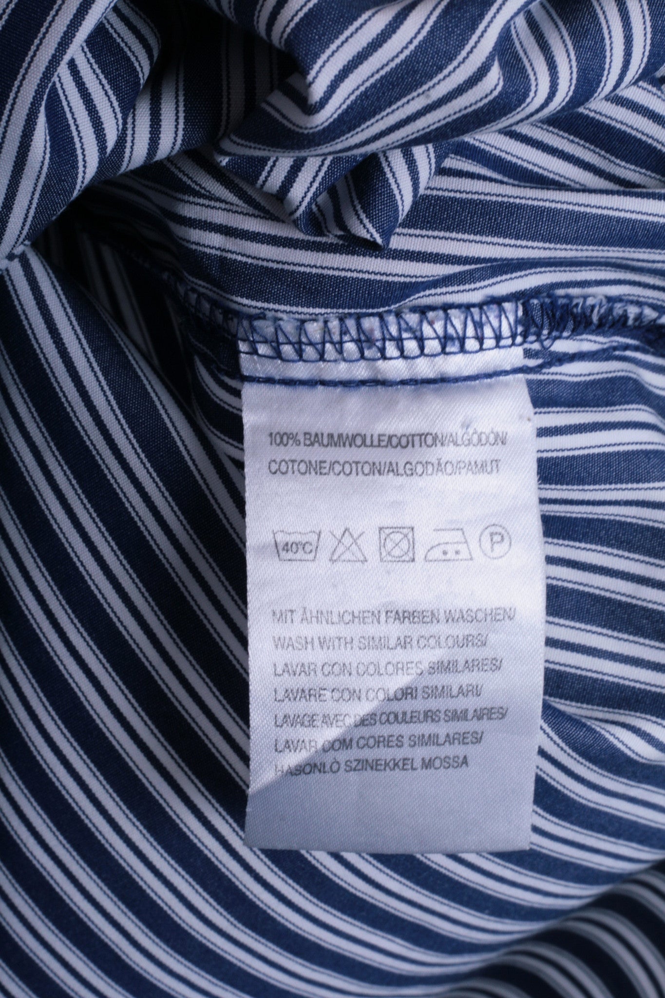 Marc O'Polo Womens 40 L Casual Shirt Striped Cold Blue Unique Cotton - RetrospectClothes