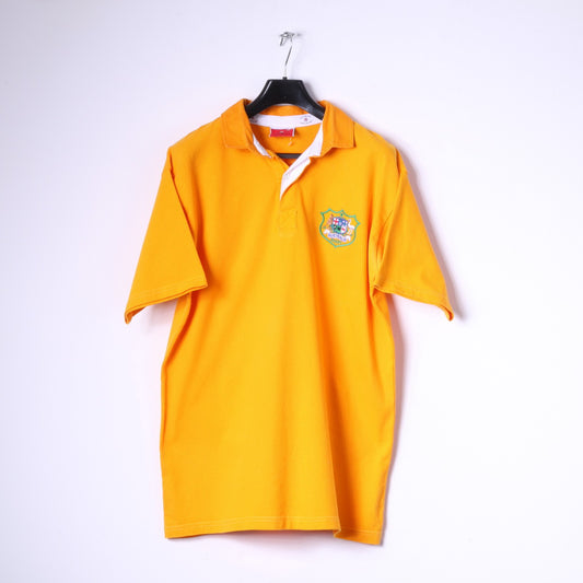 Polo da uomo L di Cotton Traders arancione 100% cotone Australia Rugby Top