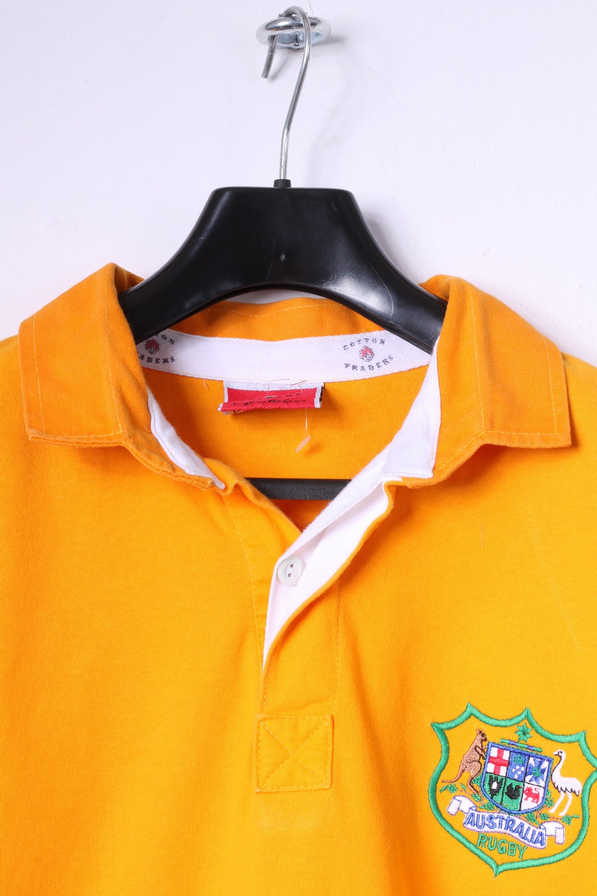 Cotton Traders Men L Polo Shirt Orange 100% Cotton Australia Rugby Top