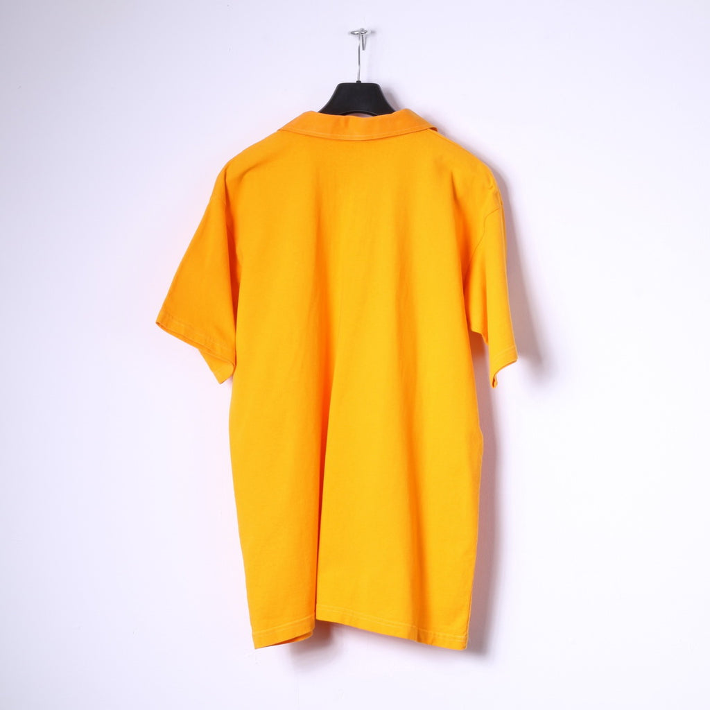 Cotton Traders Men L Polo Shirt Orange 100% Cotton Australia Rugby Top