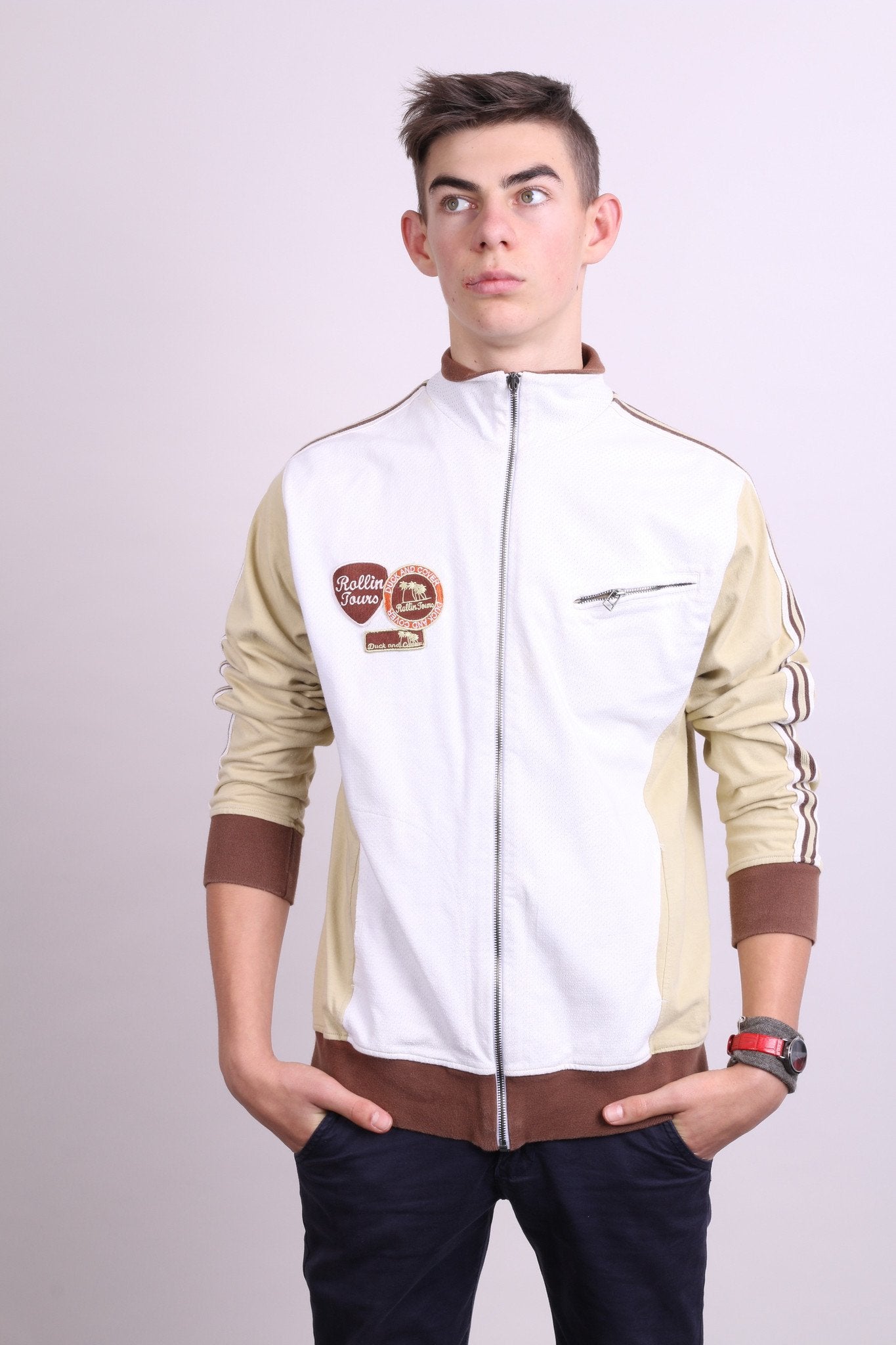 Duck And Cover Men L (S) Sweatshirt Beige Vintage Cotton Rollin Tours Top