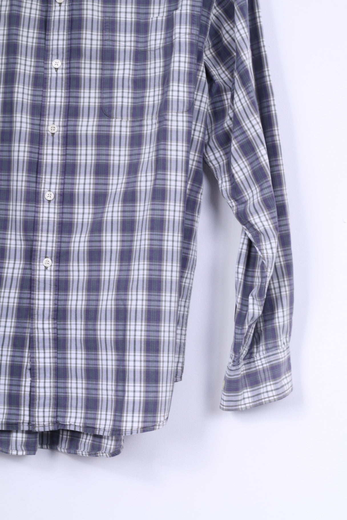 GAP Mens L Casual Shirt Cotton Green Checkered Long Sleeve Button Down Collar