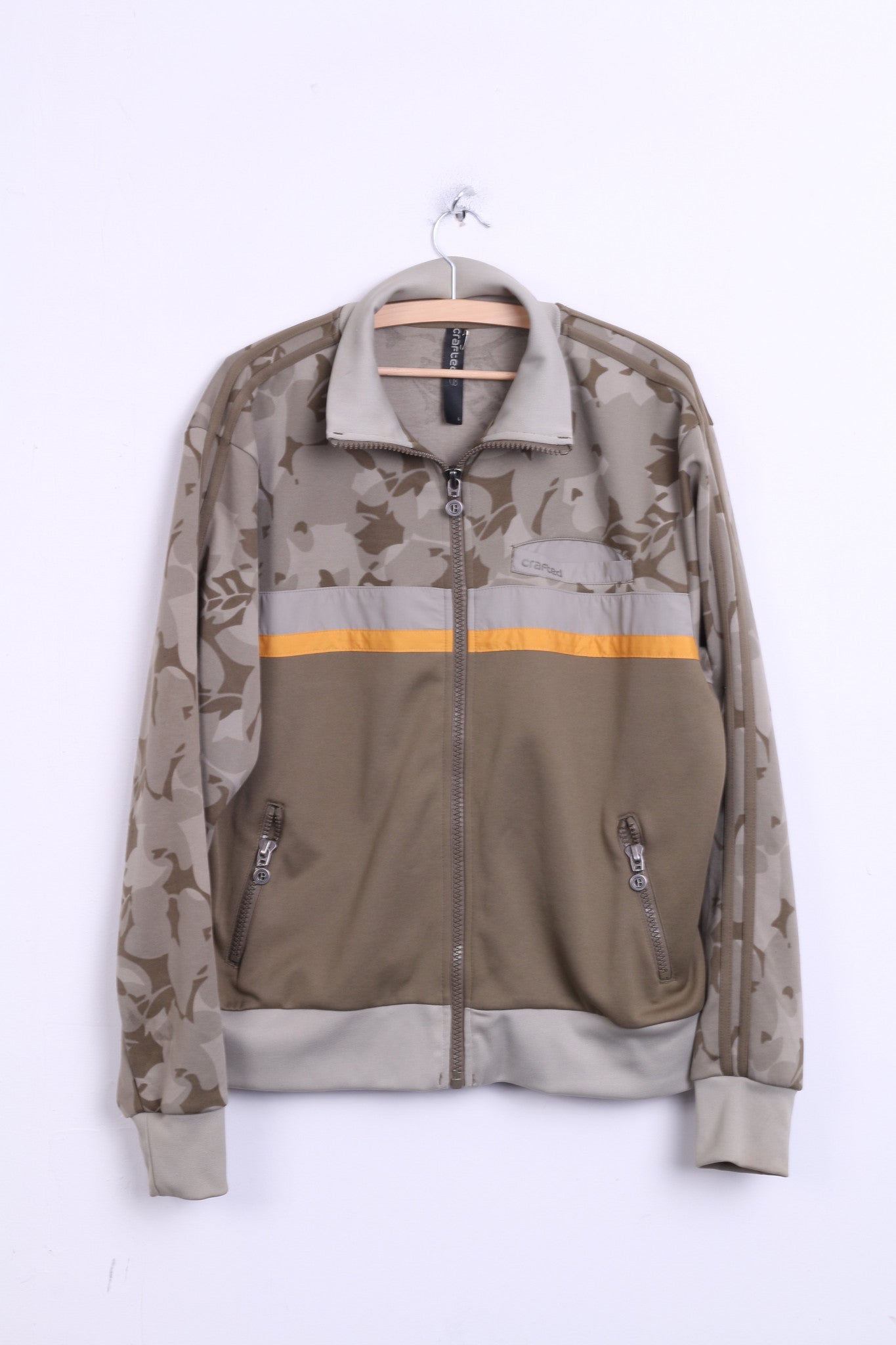 Crafted Mens L Sweatshirt Moro Khaki Jacket Tracksuit Top Sport - RetrospectClothes