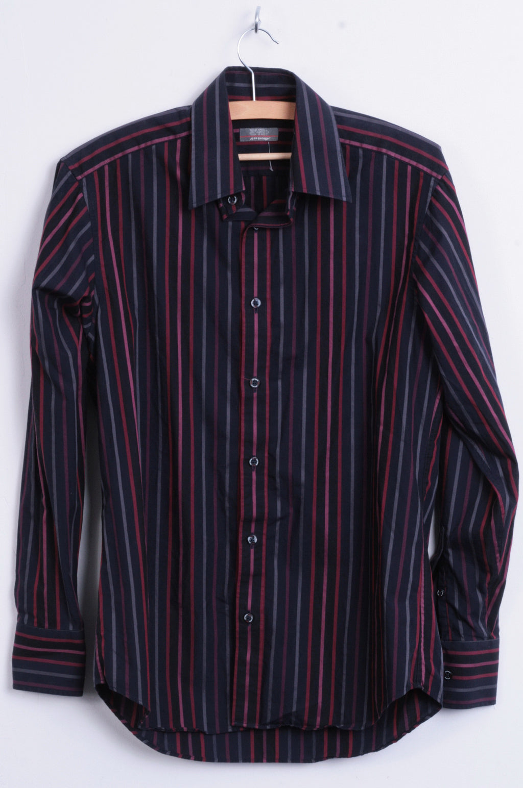 Jeff Banks Mens S Casual Shirt Striped Navy Cotton Classic Top - RetrospectClothes