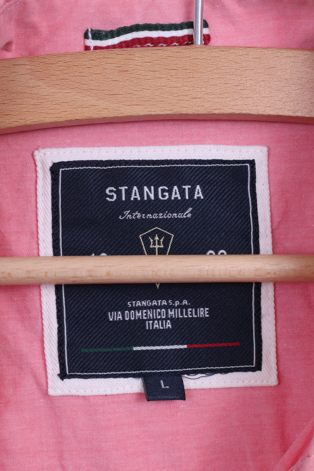 STANGATA Mens L Casual Shirt Button Down Collar Pink Federazione Terntino