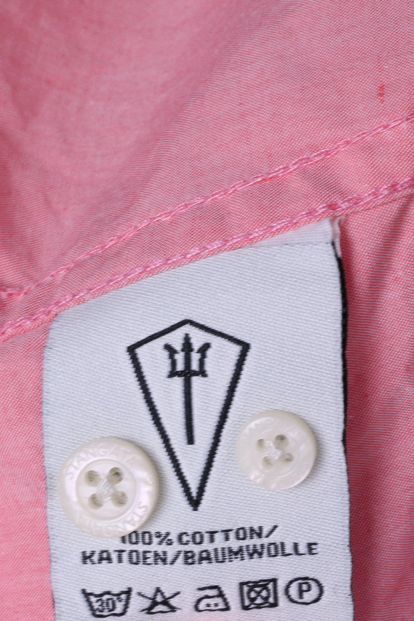 STANGATA Mens L Casual Shirt Button Down Collar Pink Federazione Terntino