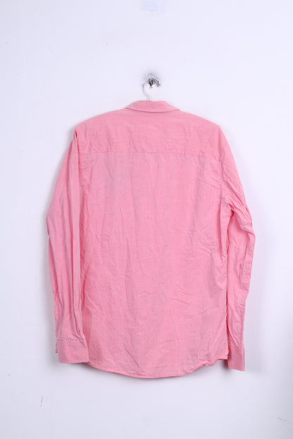 STANGATA Mens L Casual Shirt Button Down Collar Pink Federazione Terntino