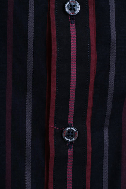 Jeff Banks Mens S Casual Shirt Striped Navy Cotton Classic Top - RetrospectClothes