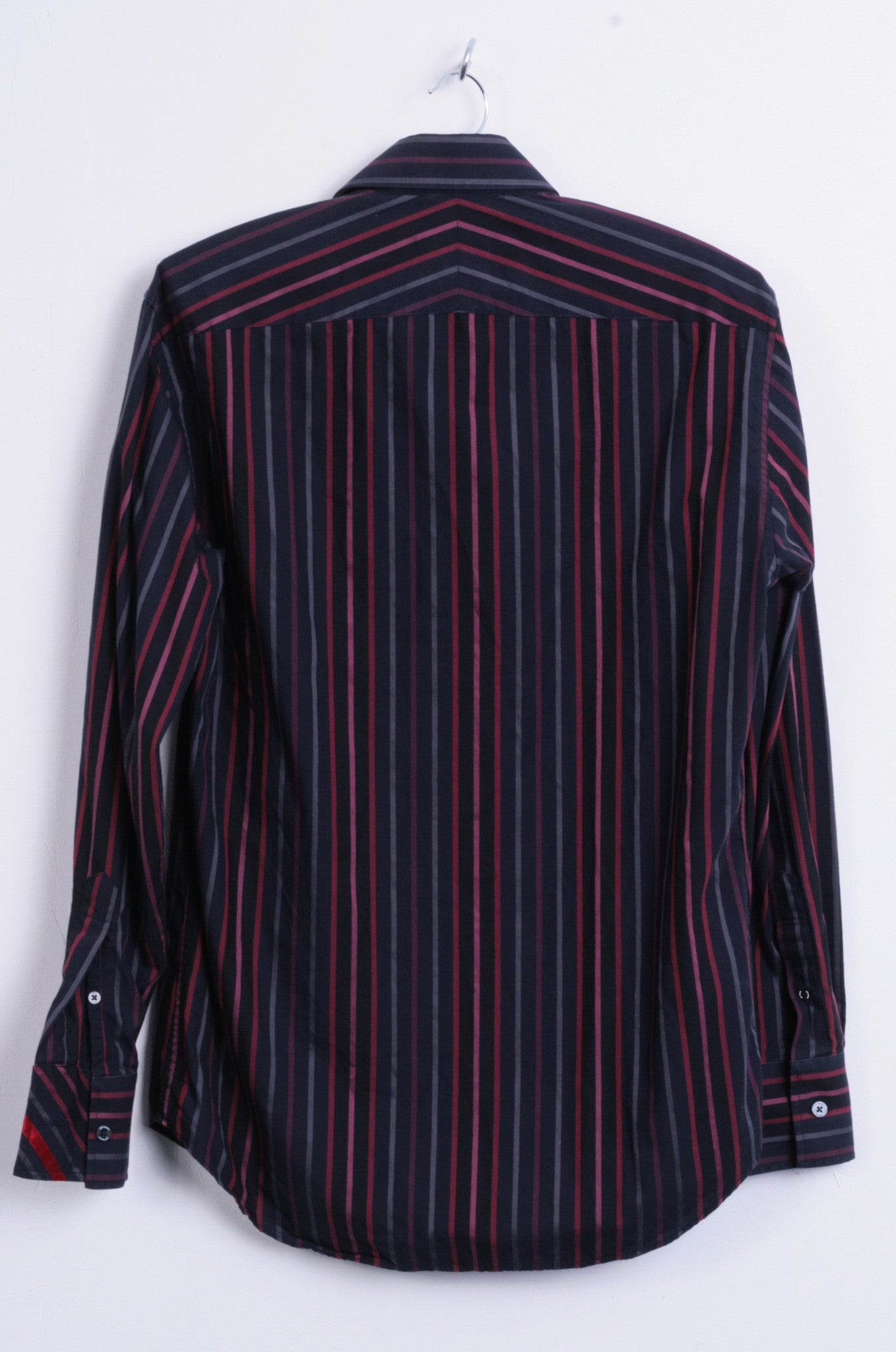 Jeff Banks Mens S Casual Shirt Striped Navy Cotton Classic Top - RetrospectClothes