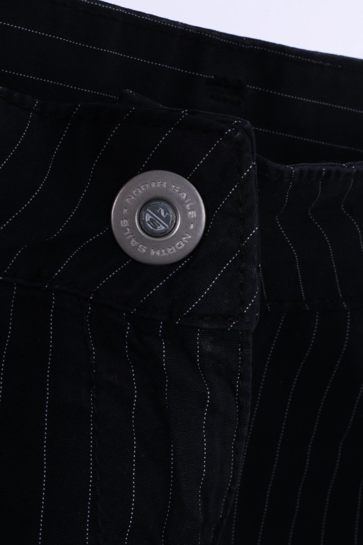 North Sails Pantalon 40 S pour femme Pantalon chino rayé en coton noir classique