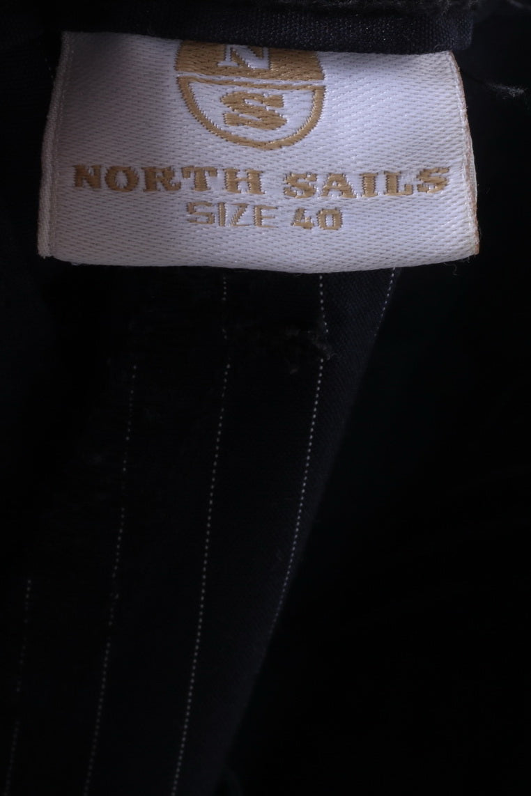 North Sails Womens 40 S Pants Black Cotton Striped Chino Classic Trousers