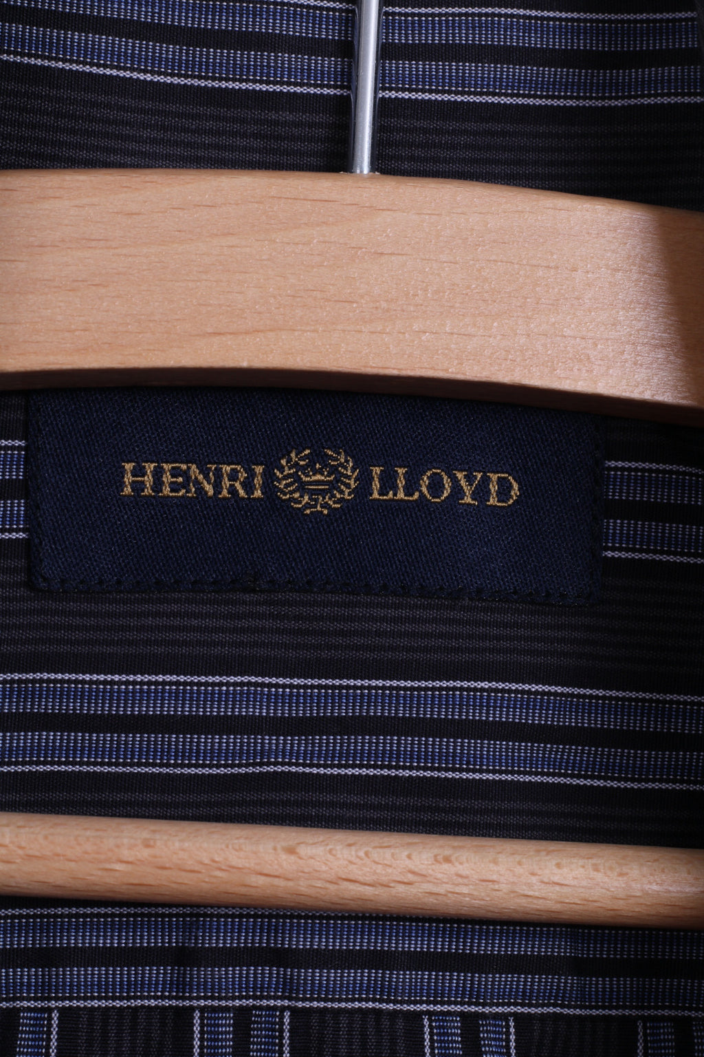 HENRI LLOYD Camicia casual da uomo XL a righe in cotone blu navy con bottoni dettagliati