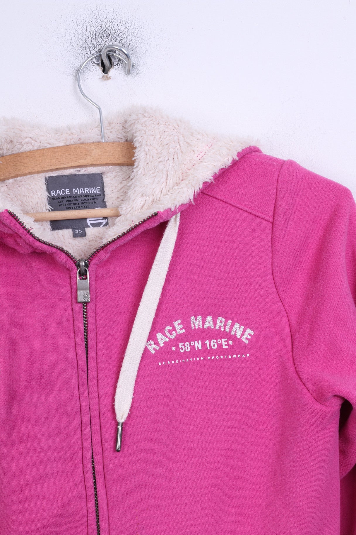 RACE MARINE Womens 36 S Sweatshirt Jumper Pink Hood Padded