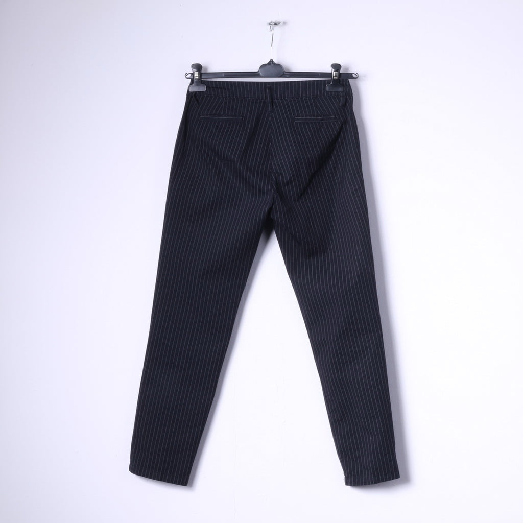 North Sails Pantalon 40 S pour femme Pantalon chino rayé en coton noir classique