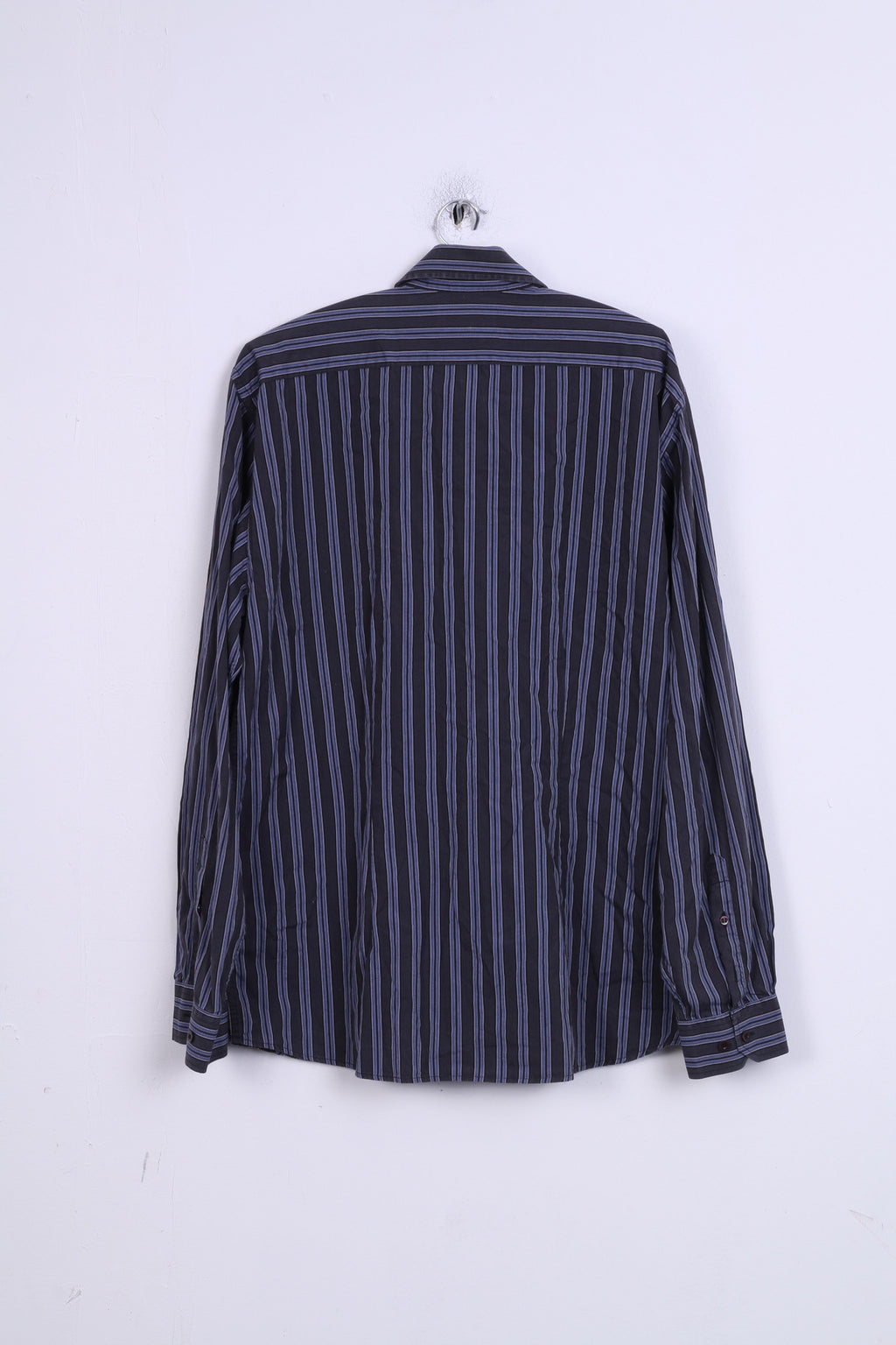 HENRI LLOYD Camicia casual da uomo XL a righe in cotone blu navy con bottoni dettagliati