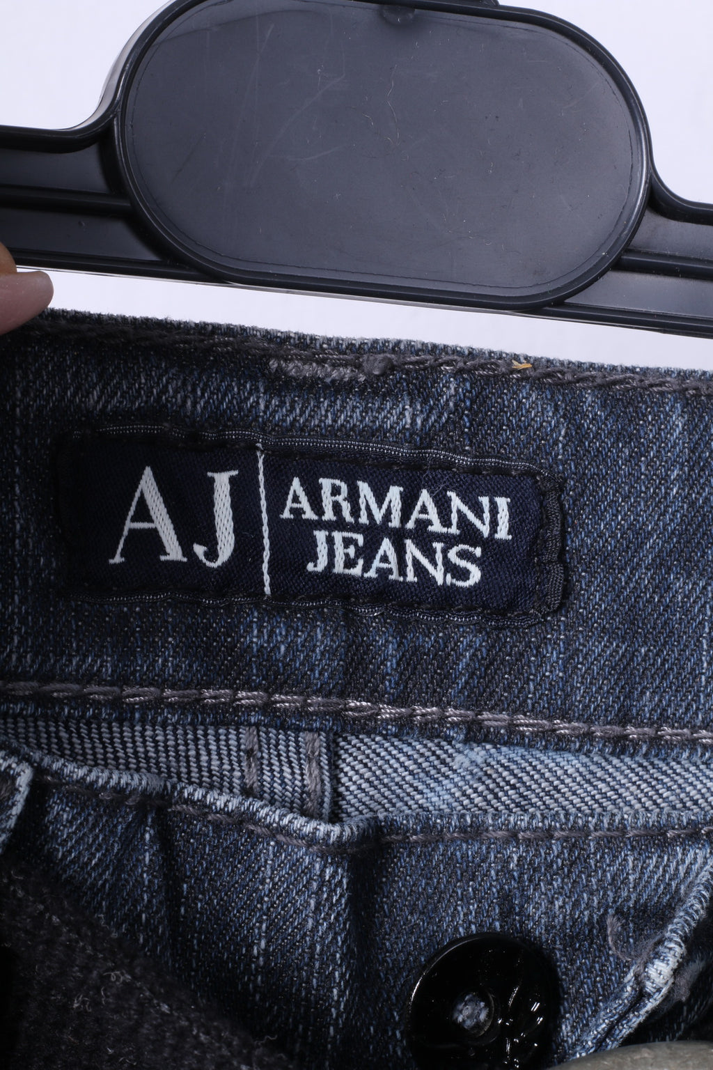 Armani Jeans Womens W27 L32 Trousers Navy Denim Cotton Straight Leg Pants