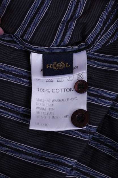 HENRI LLOYD Chemise décontractée XL pour homme à rayures en coton bleu marine boutons détaillés