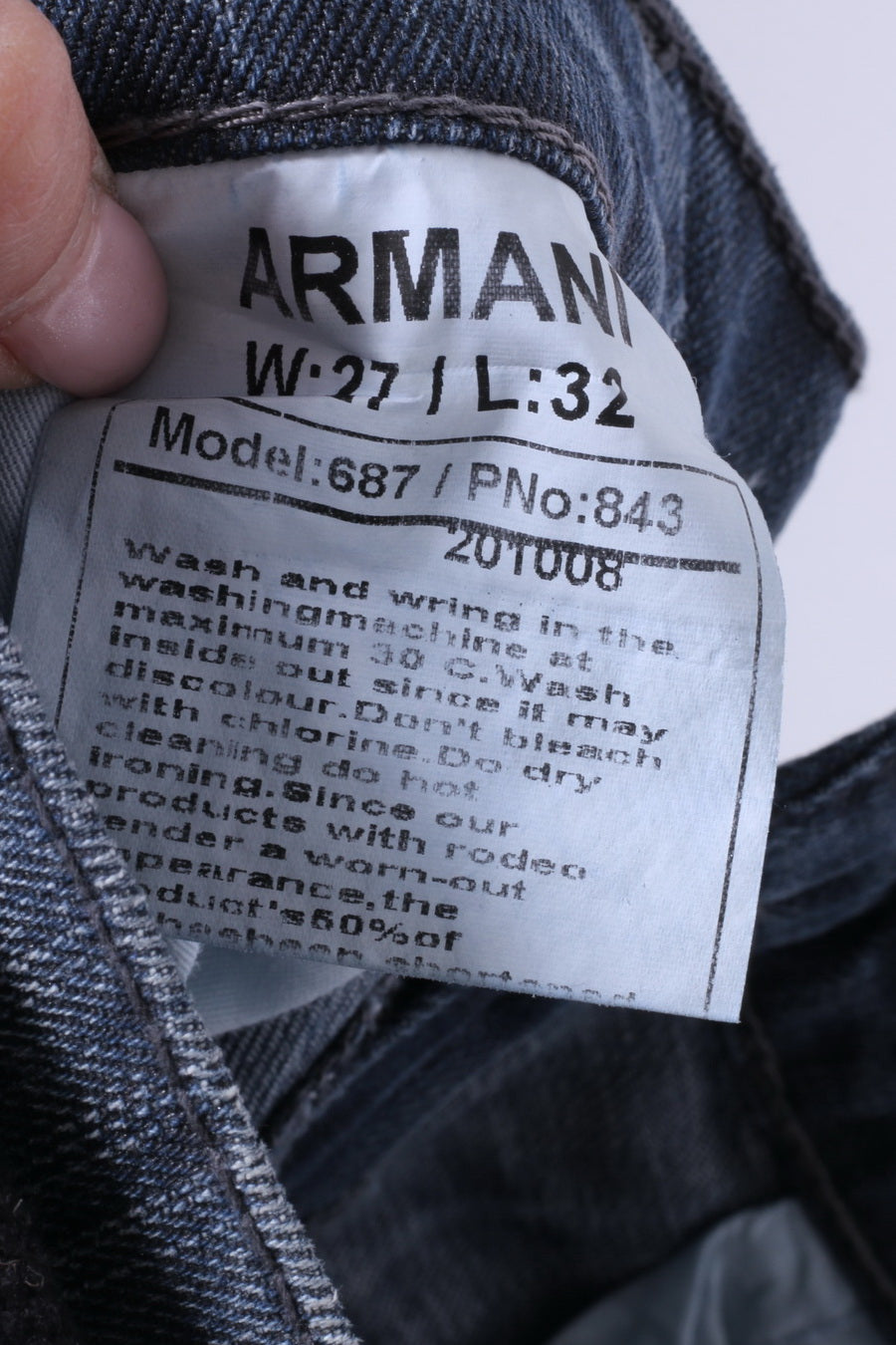 Armani Jeans Womens W27 L32 Trousers Navy Denim Cotton Straight Leg Pants