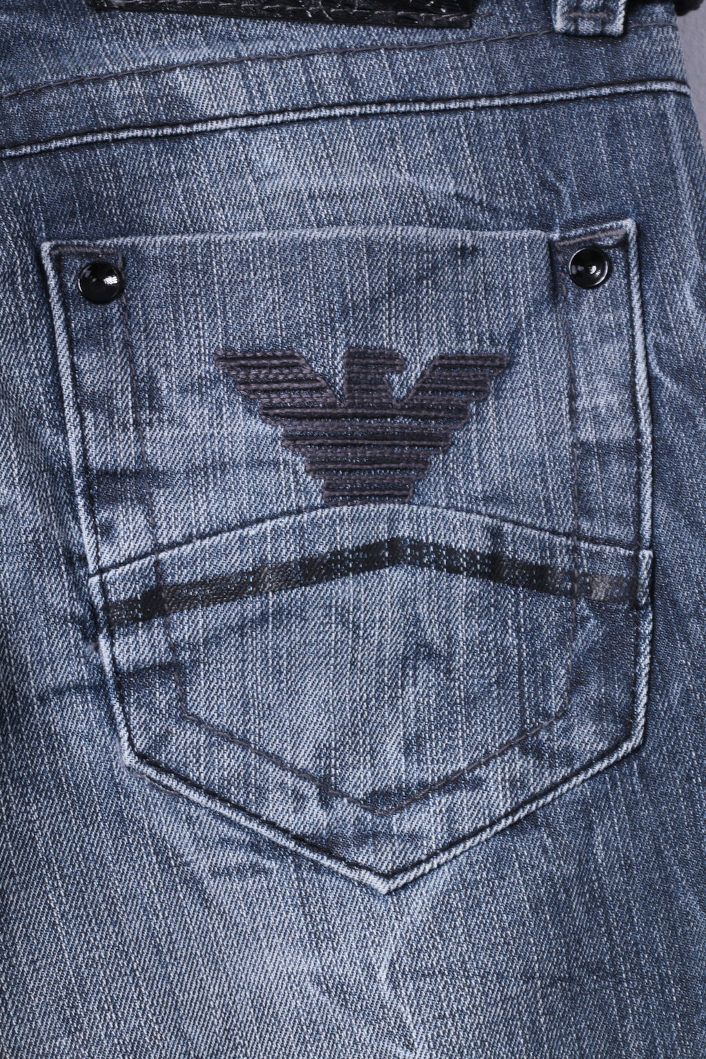 Armani Jeans Womens W27 L32 Trousers Navy Denim Cotton Straight Leg Pants